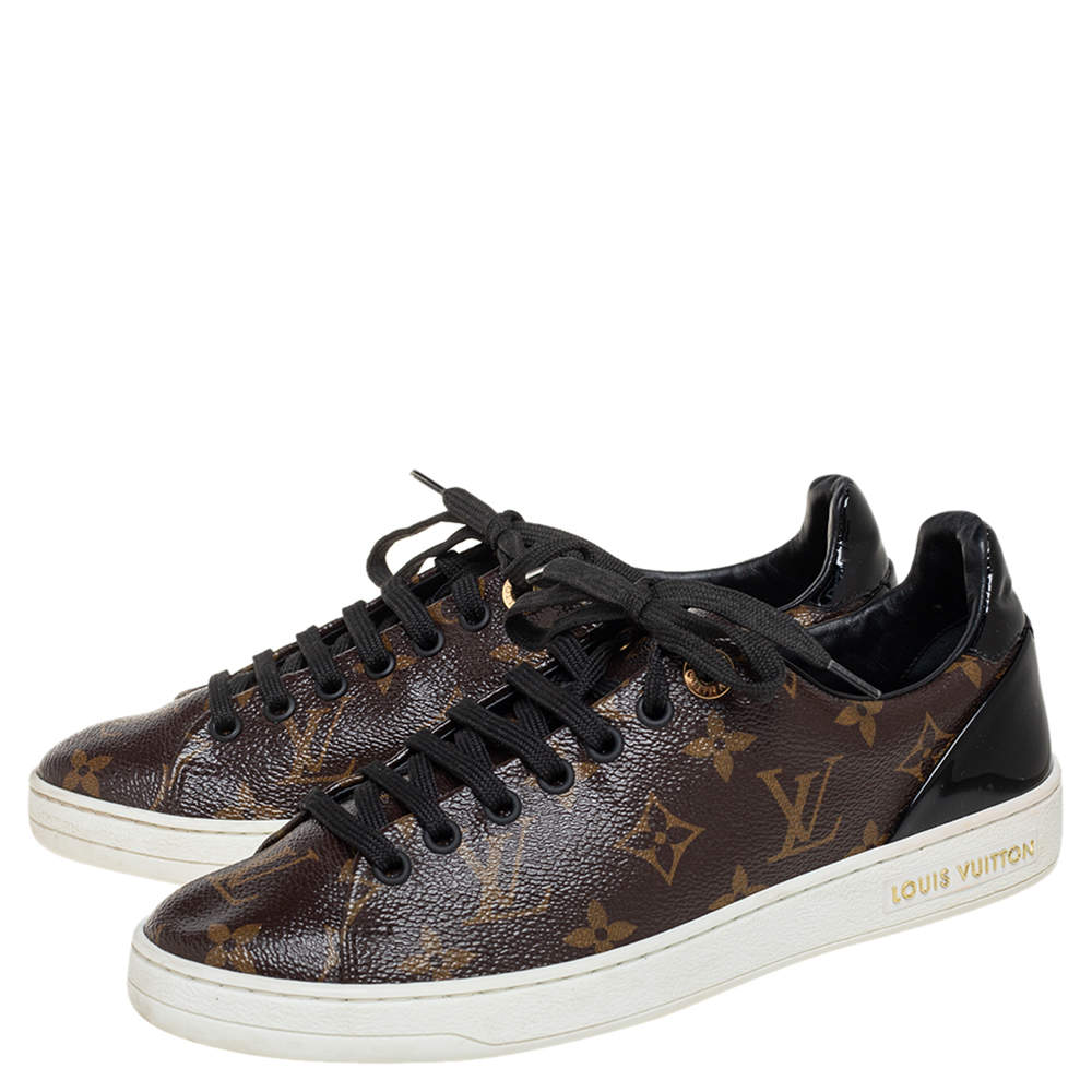 Louis Vuitton Gold Coated Canvas and Patent Leather Frontrow Sneakers Size  37 Louis Vuitton