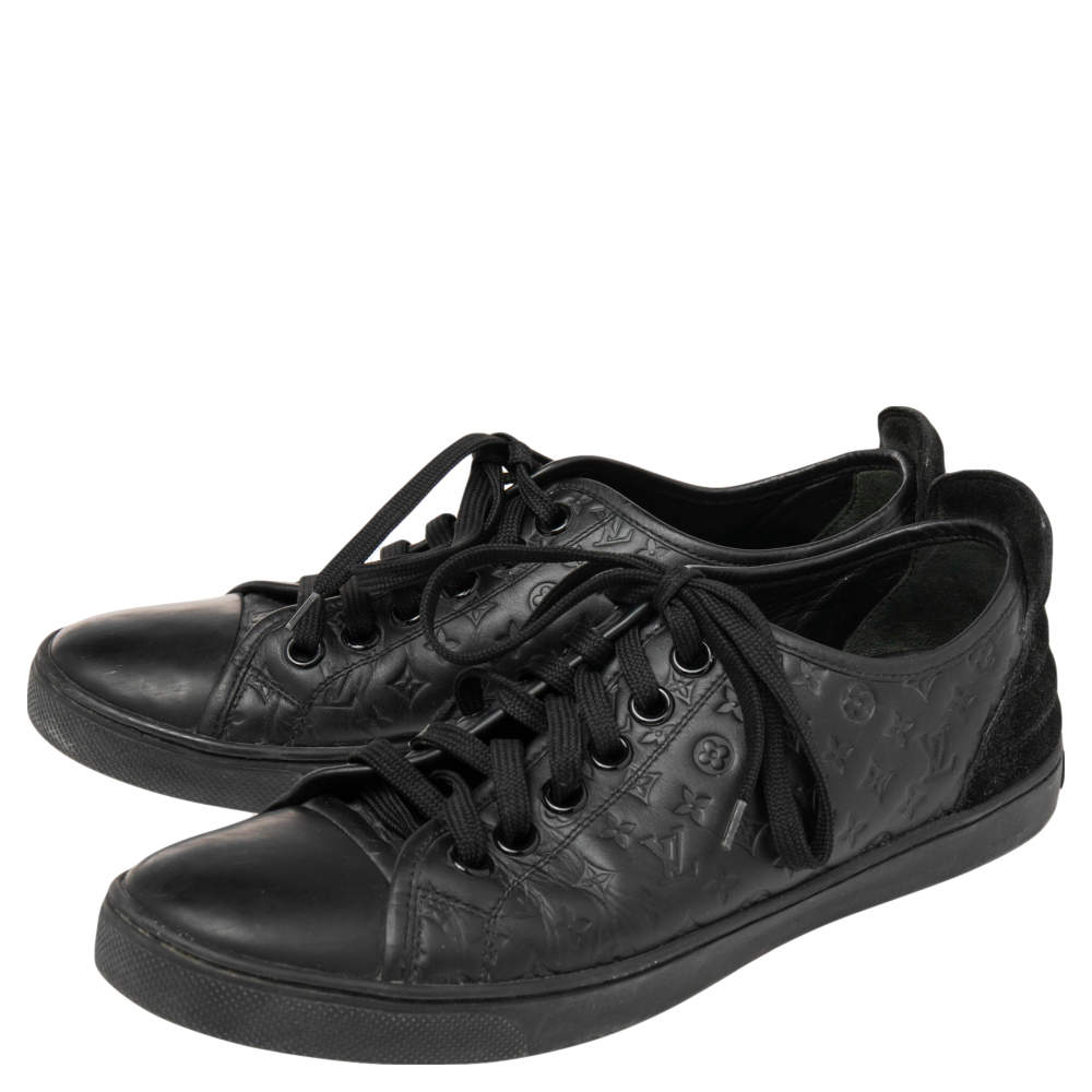 Louis Vuitton Black Monogram Empreinte Leather and Suede Low Top