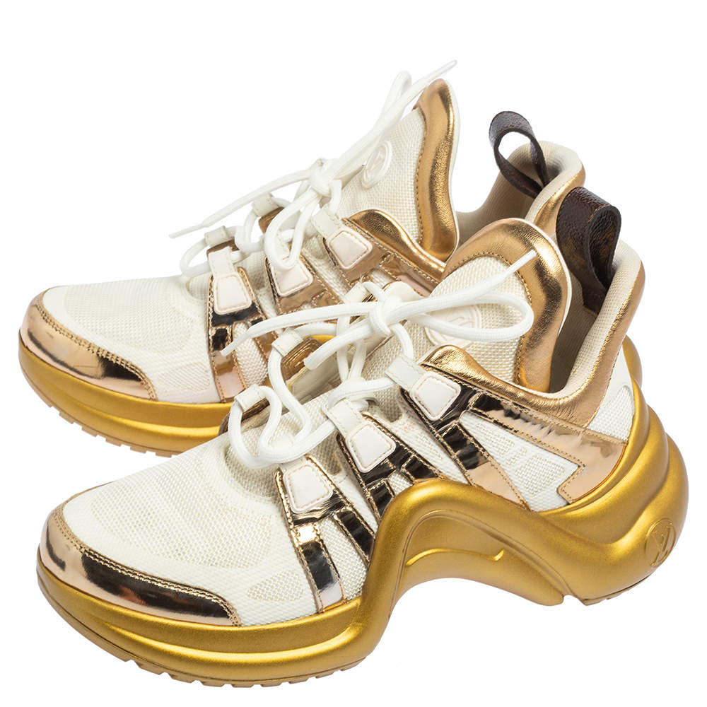 Louis Vuitton, Shoes, Gold Metallic Louis Vuitton Archlight Sneakers