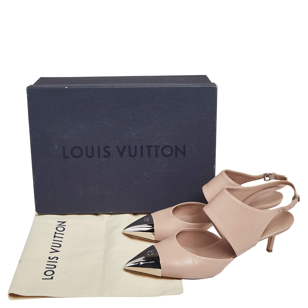 Louis Vuitton Nude Beige Leather Urban Twist Slingback Pumps Size 38 Louis  Vuitton