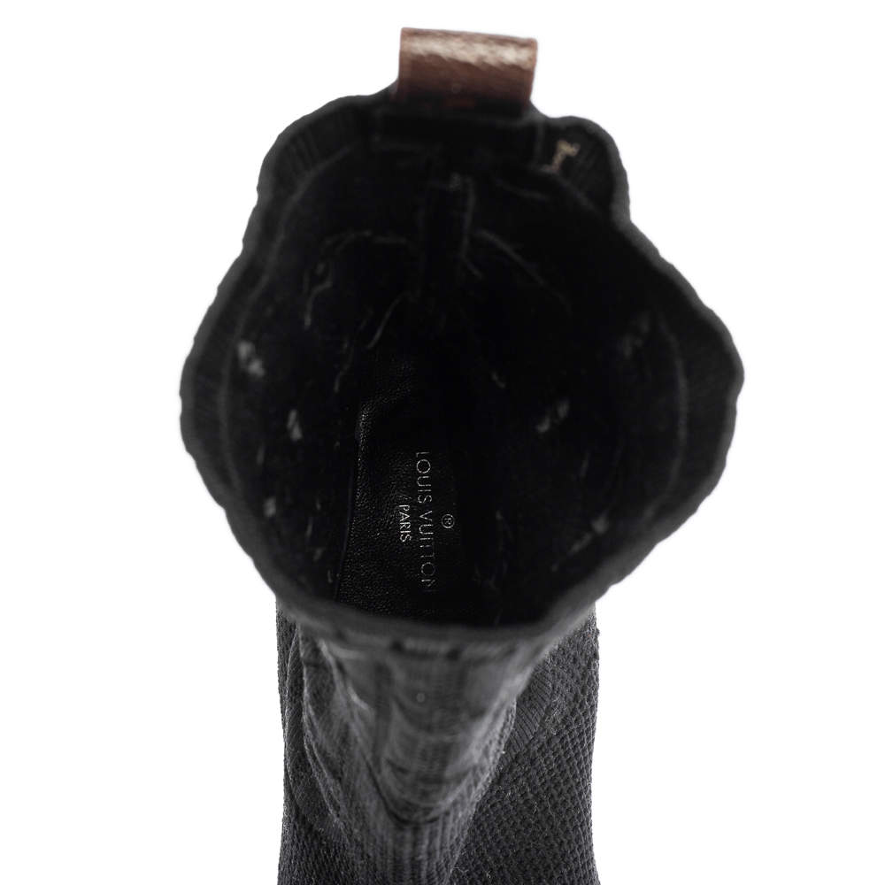 Louis Vuitton Black Monogram Knit Fabric Silhouette Ankle Boots Size 40 Louis  Vuitton
