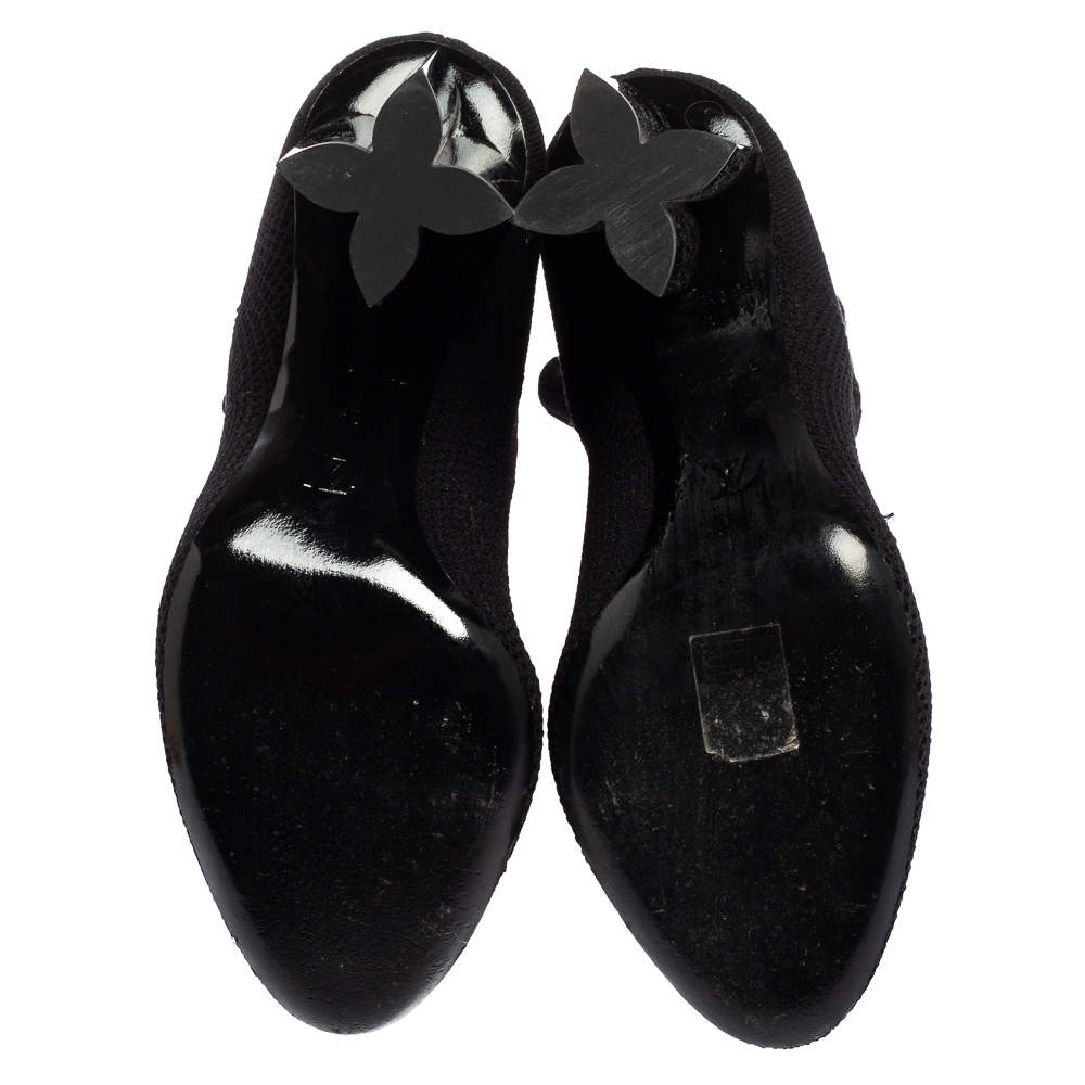 LOUIS VUITTON Monogram Stretch Fabric Silhouette Ankle Boots 36 Black  1206100
