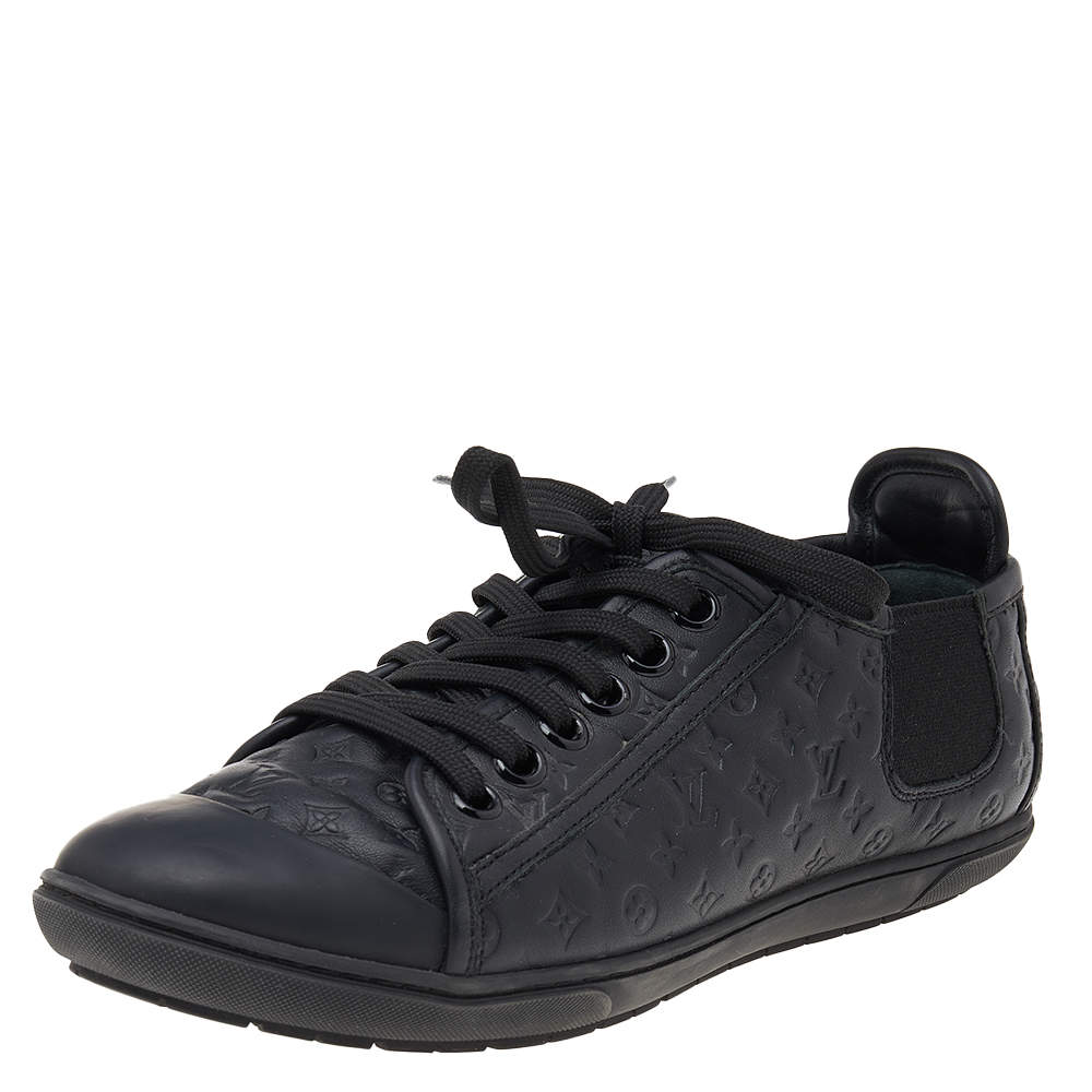 Pre Owned حذاء رياضي لوي فيتون جلد إمبرينتي مونوغرامي أسود مطاط عنق منخفض مقاس 39 