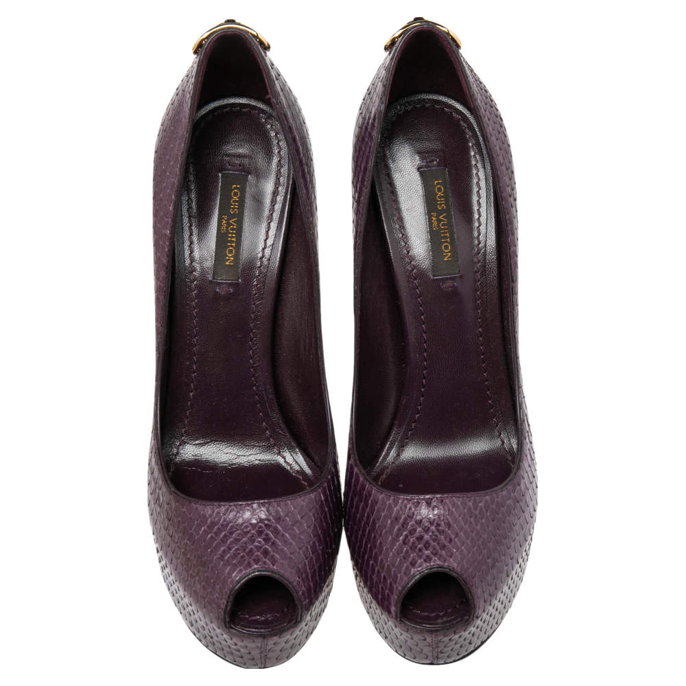 Louis Vuitton Purple Python Oh Really! Peep Toe Platform Pumps