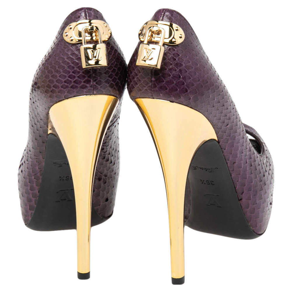 Louis Vuitton Purple Python Oh Really! Peep Toe Platform Pumps