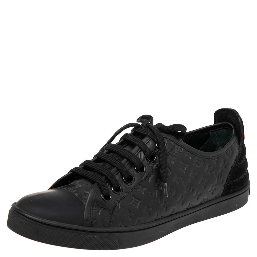مملوكة مسبقًا Louis Vuitton Black Monogram Empreinte Leather and Suede Low Top Sneakers Size 38
