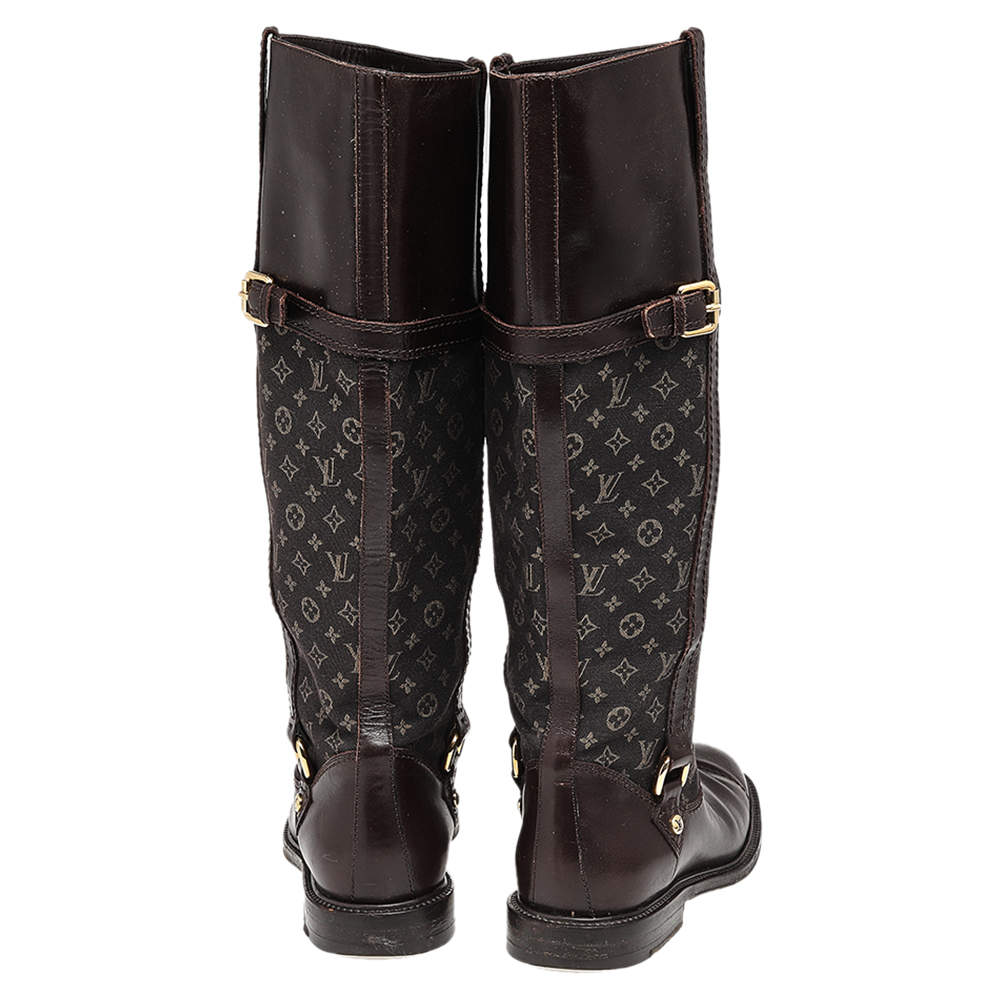 Louis Vuitton Jodie Monogram Mini Lin Pattern Riding Boots - Brown Boots,  Shoes - LOU749828