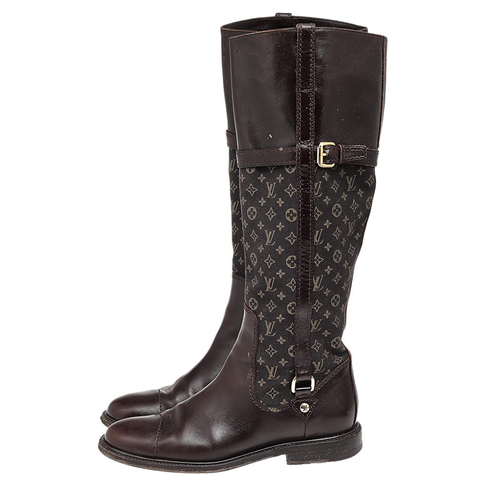 Louis Vuitton Brown Leather And Monogram Canvas Jodie Knee Length Riding  Boots Size 37 Louis Vuitton | The Luxury Closet