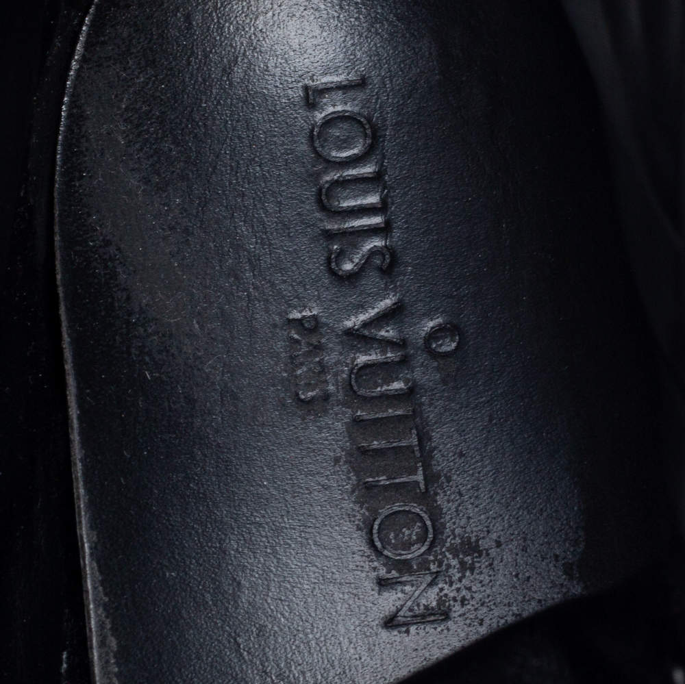 Louis Vuitton Black Monogram Embossed Suede And Leather Wedge