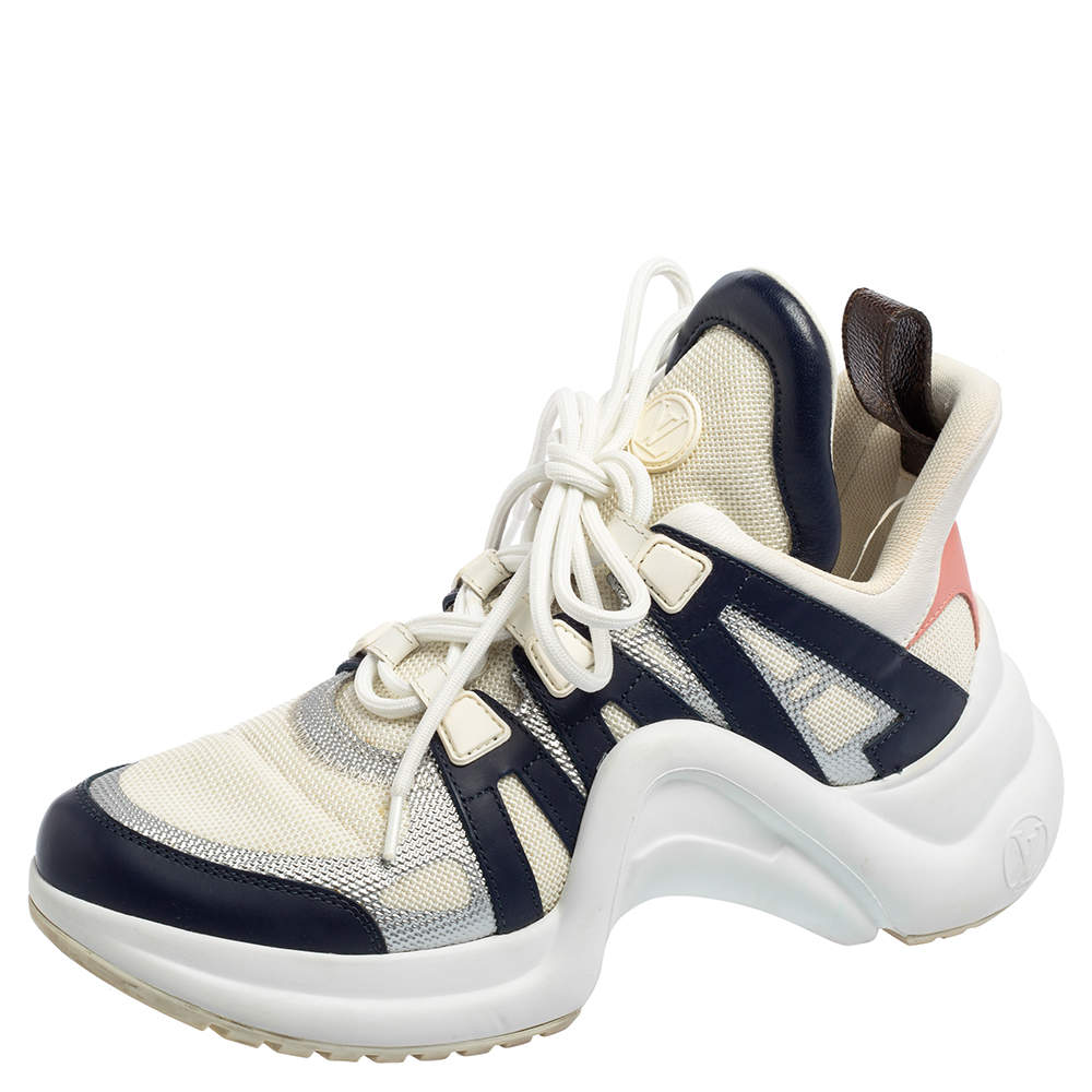 Pre Owned Louis Vuitton Multicolor Mesh And Leather Archlight Low Top Sneakers Size 38.5
