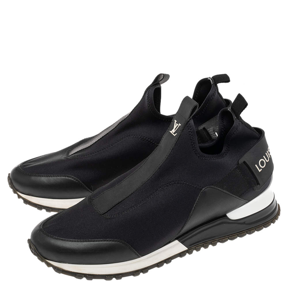 Louis Vuitton Black Neoprene And Leather Run Away Slip On Sneakers Size 38 Louis  Vuitton