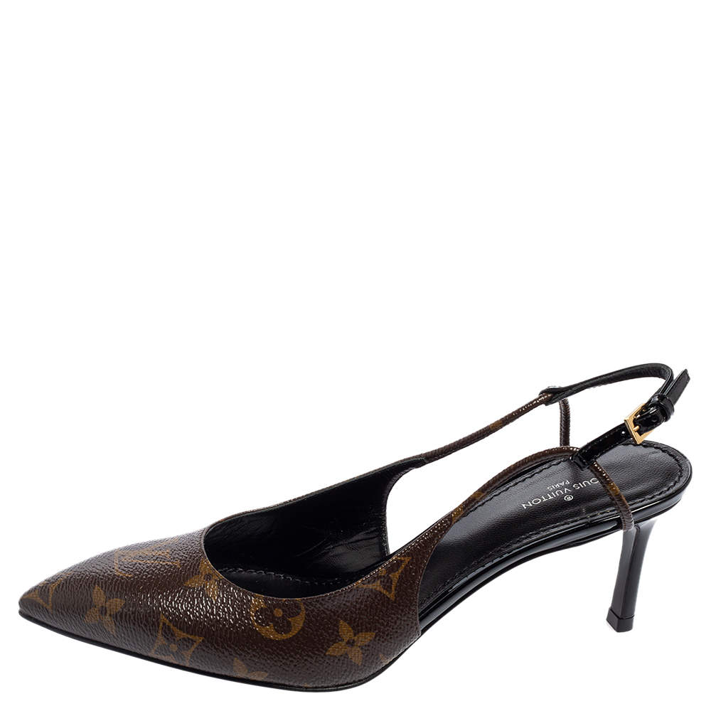 PUMPS LOUIS VUITTON MONOGRAM CHERIE SLINGBACK 38 MARROM ORIGINAL – Gringa