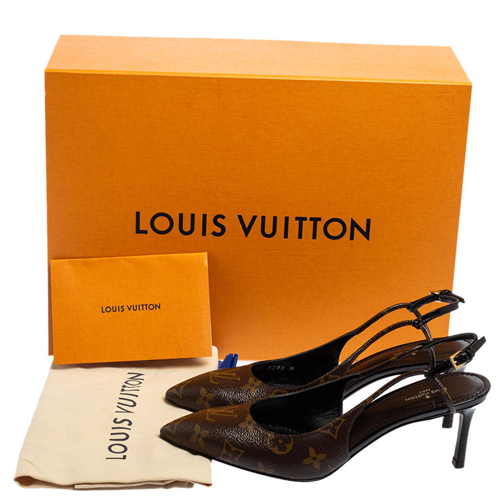 Louis Vuitton Monogram Cherie Slingback Pump, Black, IT34