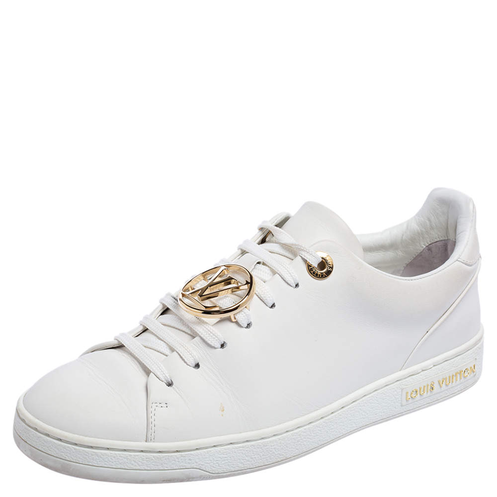 مملوكة مسبقًا Louis Vuitton White Leather Frontrow Low Top Sneakers Size 35