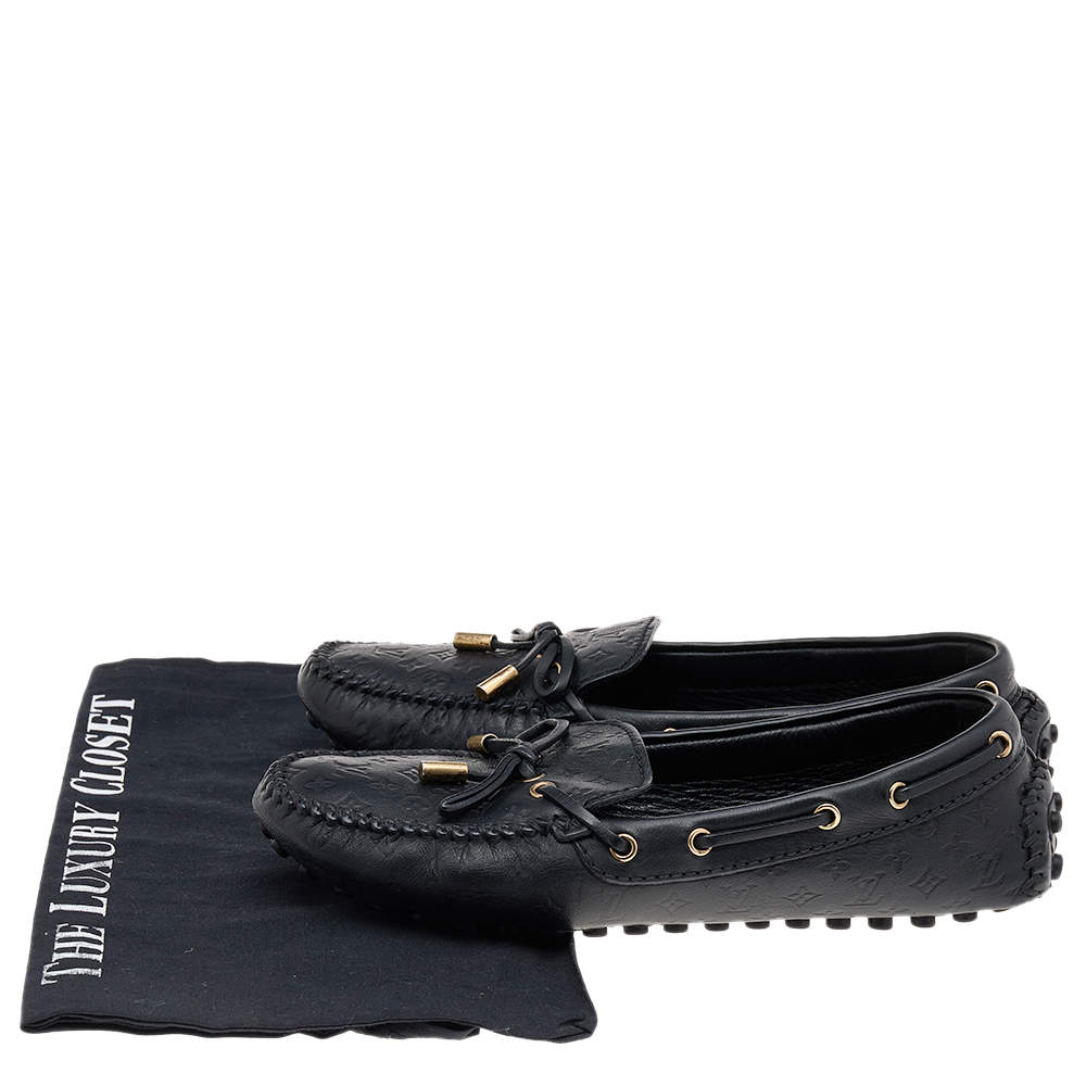 Louis Vuitton Black Monogram Empreinte Leather Gloria Loafers Size 38 Louis  Vuitton