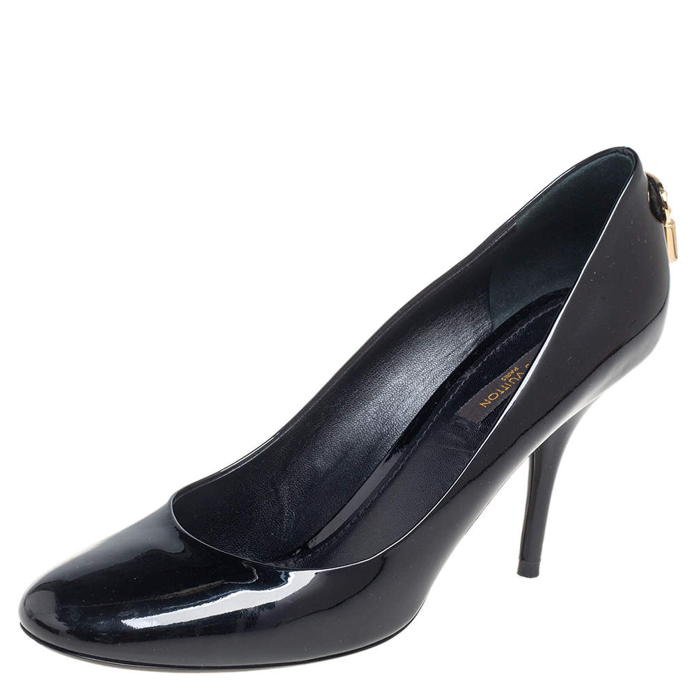 Pre Owned Louis Vuitton Black Patent Leather Oh Really! Platform Pumps Size 37.5