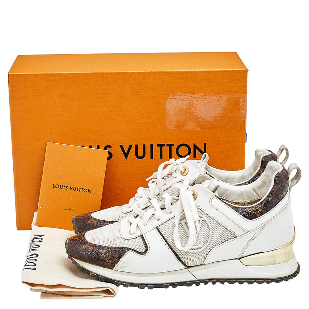 Louis Vuitton White/Brown Mesh And Monogram Canvas Run Away Sneakers Size  36 at 1stDibs