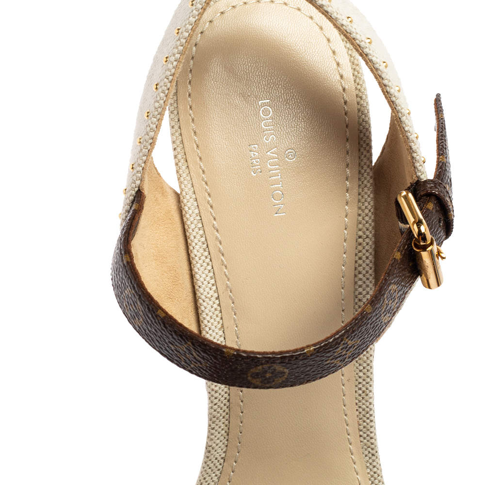 Louis Vuitton Coastline Wedge Sandal in Beige - Shoes 1A8NNT - $119.60 