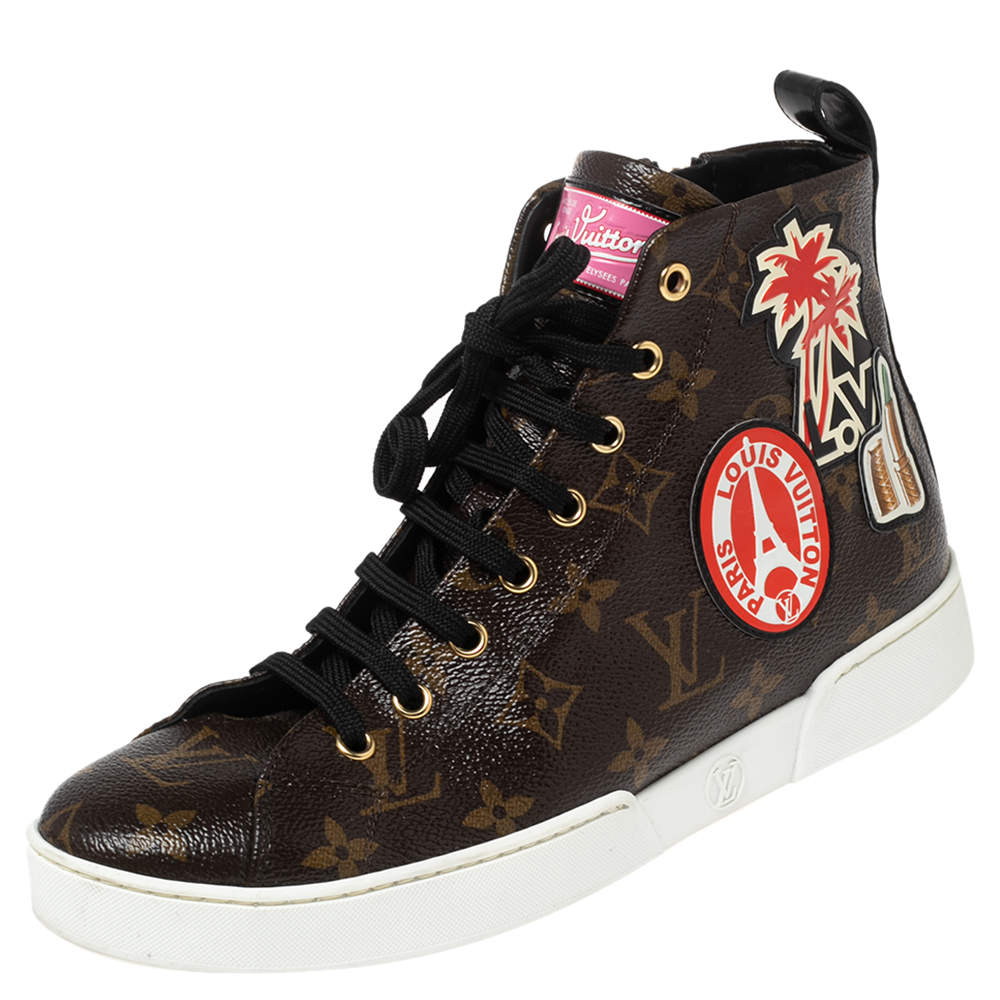 Louis Vuitton Monogram Canvas High Top Sneakers Size 38
