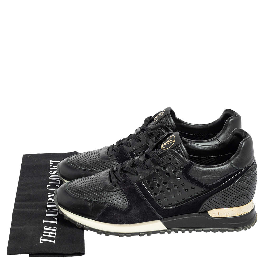 Louis Vuitton Black Perforated Leather and Suede Run Away Sneakers