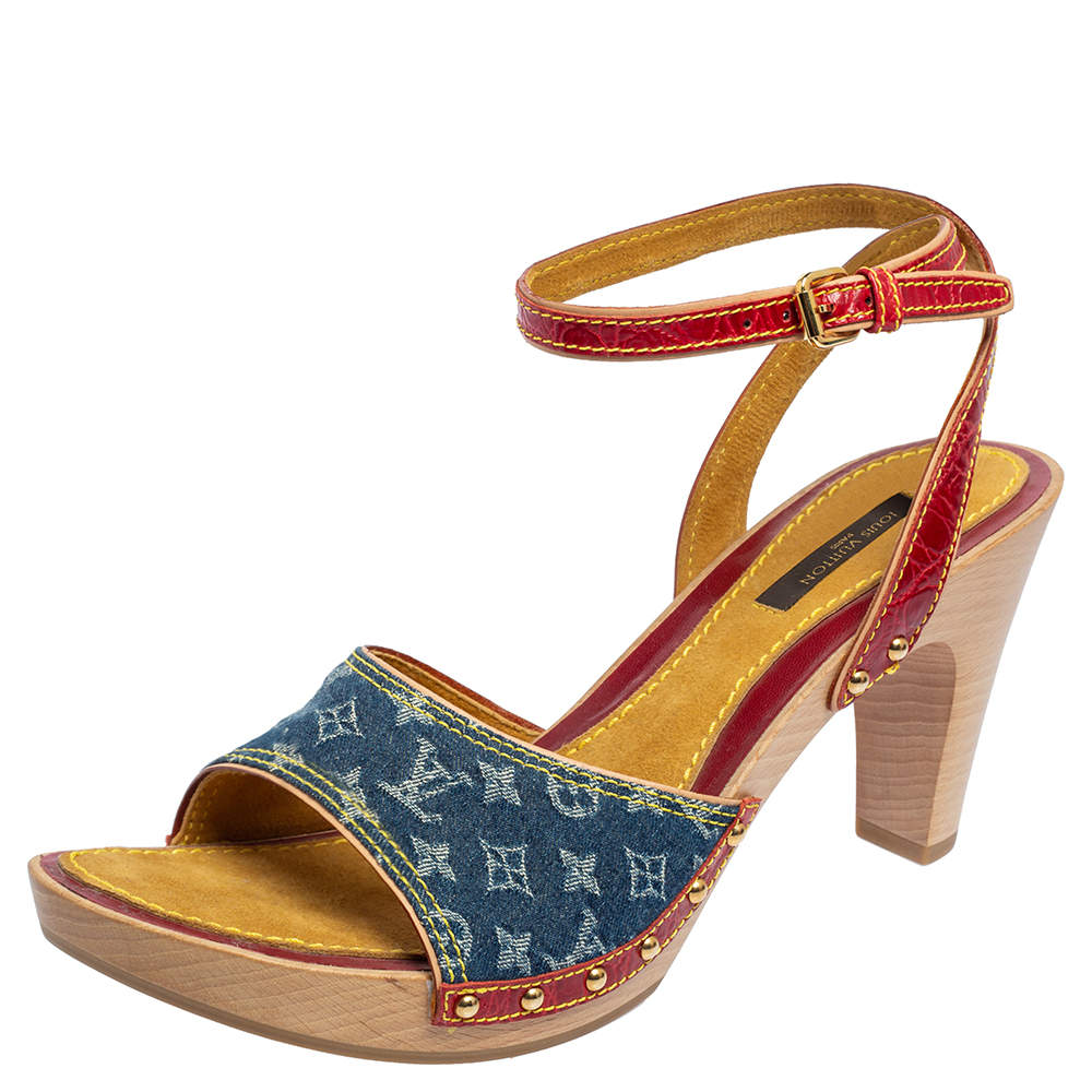 Louis Vuitton Yellow Suede Tied Ankle Strap Espadrille Wedges at