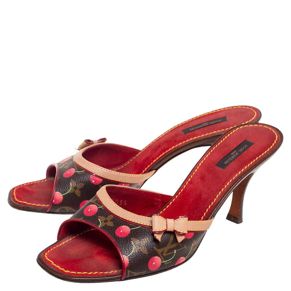Louis Vuitton Brown/Red Monogram Cerise Canvas Bow Slide Mules Sandals Size  37 Louis Vuitton | The Luxury Closet