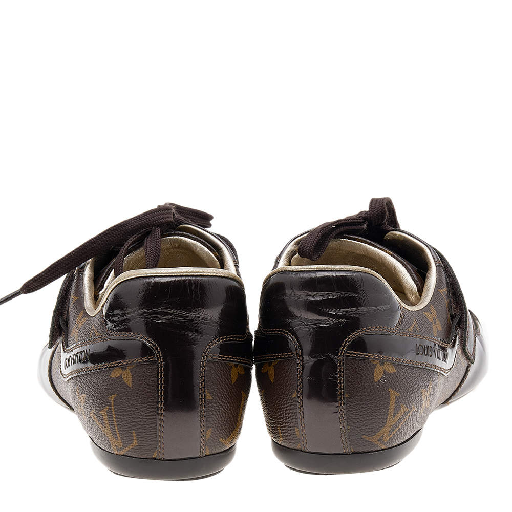 Louis Vuitton Brown/Black Leather And Monogram Canvas Trotter Sneakers Size  40.5 at 1stDibs