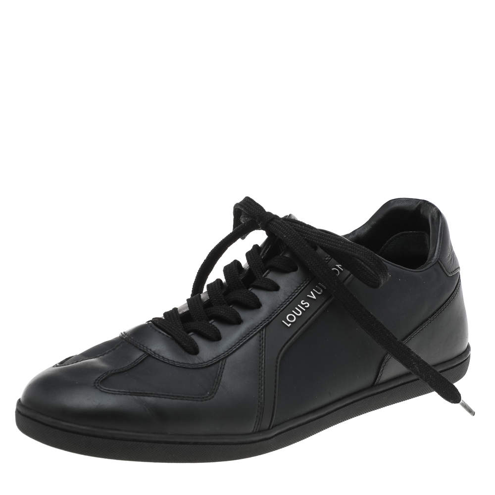 Louis Vuitton Black Leather Low Top Sneakers Size 38