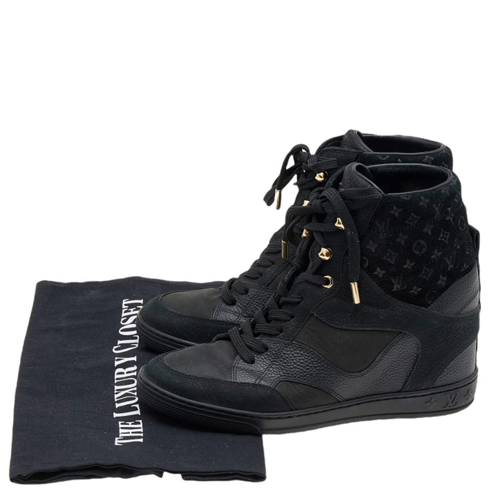 louis vuitton Millennium line wedge sneakers black 4 , Women's Fashion,  Footwear, Loafers on Carousell
