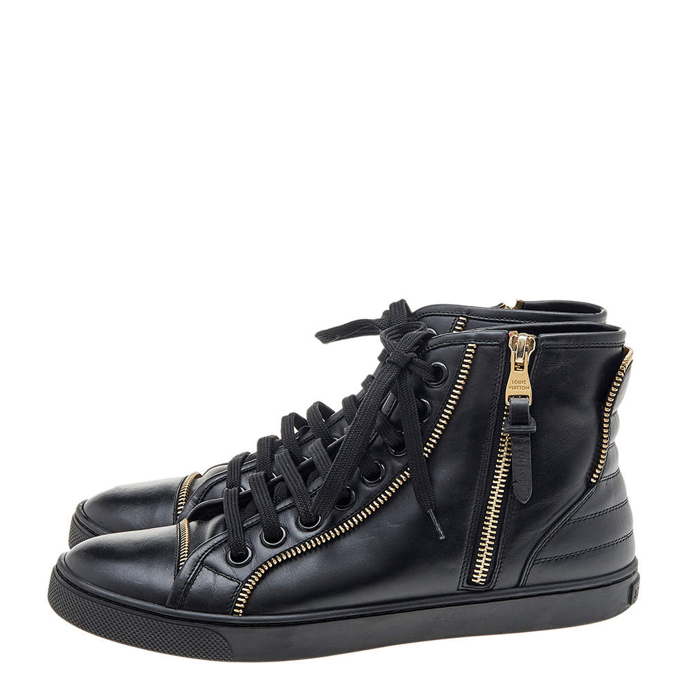 LOUIS VUITTON sneakers SHOES 36.5 BLACK LEATHER MONOGRAM BLACK SNEAKERS  ref.365217 - Joli Closet
