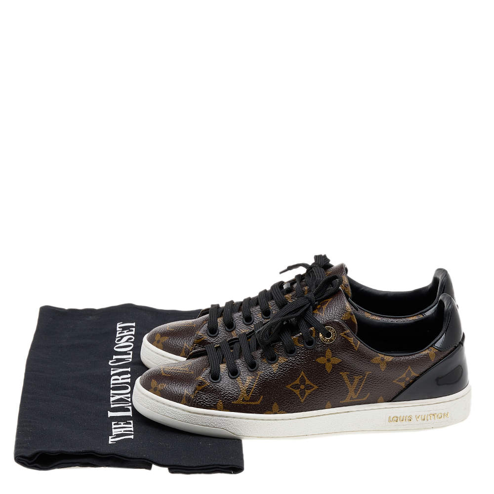 Louis Vuitton Gold Coated Canvas and Patent Leather Frontrow Sneakers Size  37 Louis Vuitton