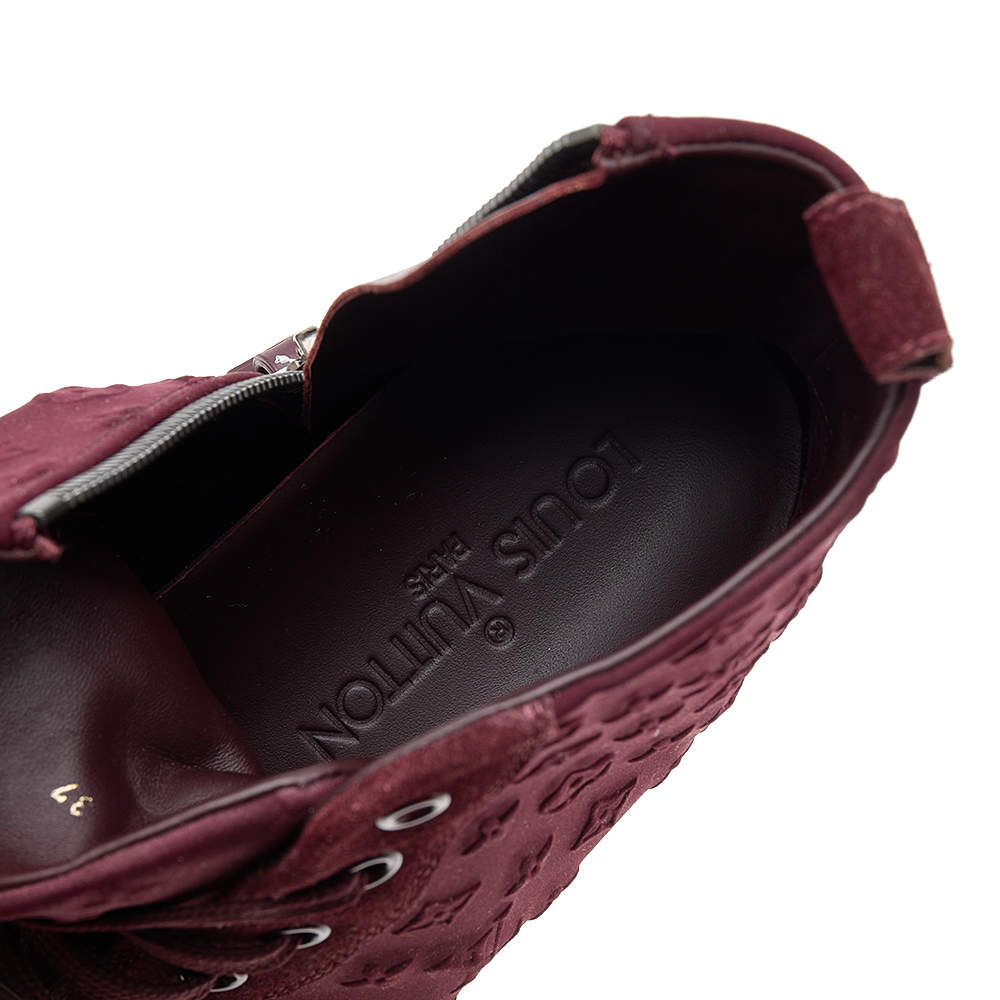 Louis Vuitton Burgundy Monogram Embossed Suede and Leather