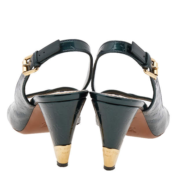 Louis Vuitton Green Canvas Crisscross Singback Sandals Size 40 at 1stDibs