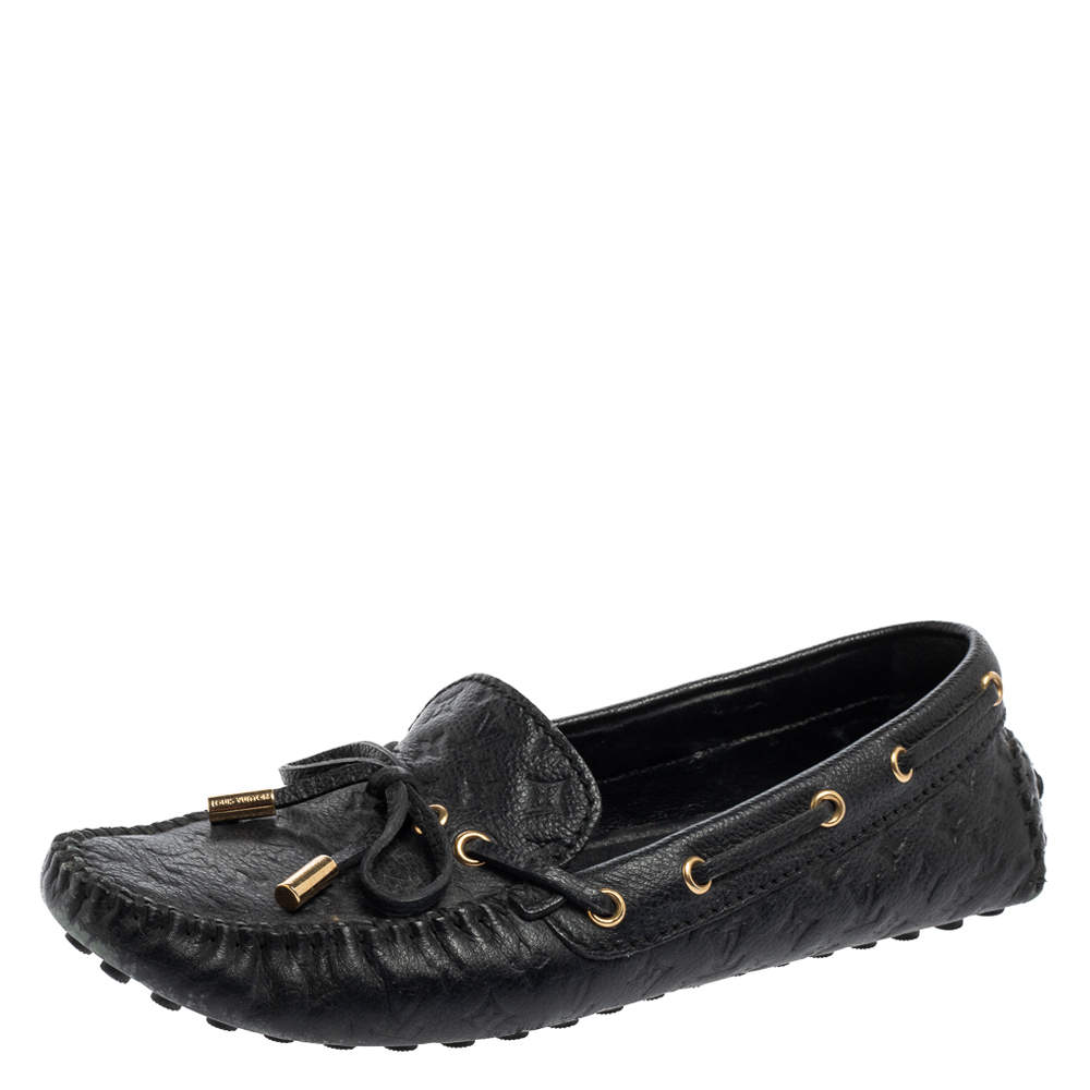 مملوكة مسبقًا حذاء لوفرز لوي فيتون غلوريا جلد مونوغرامي أسود مقاس 37