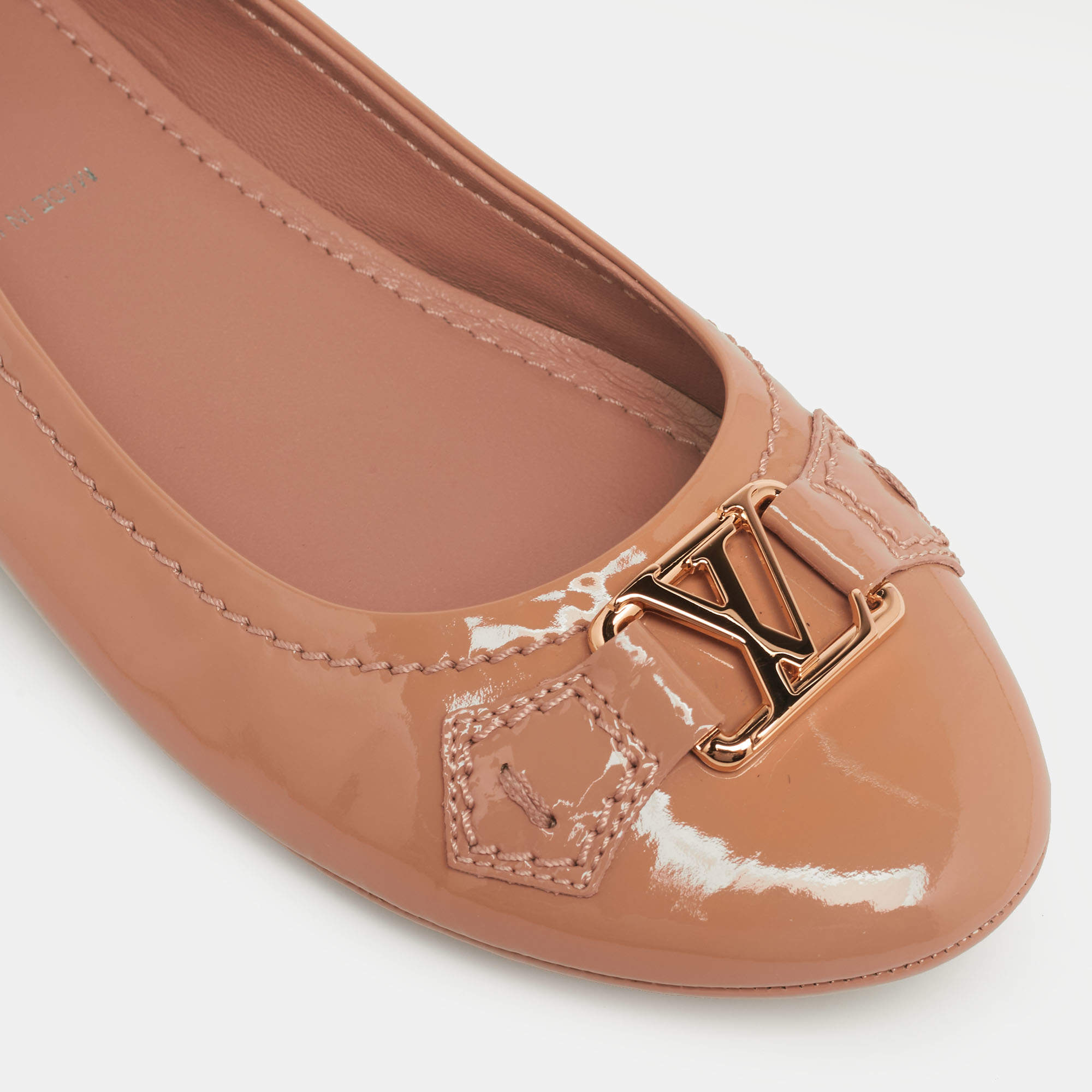 LOUIS VUITTON Patent Leather Oxford Ballerina Flats 37 42332