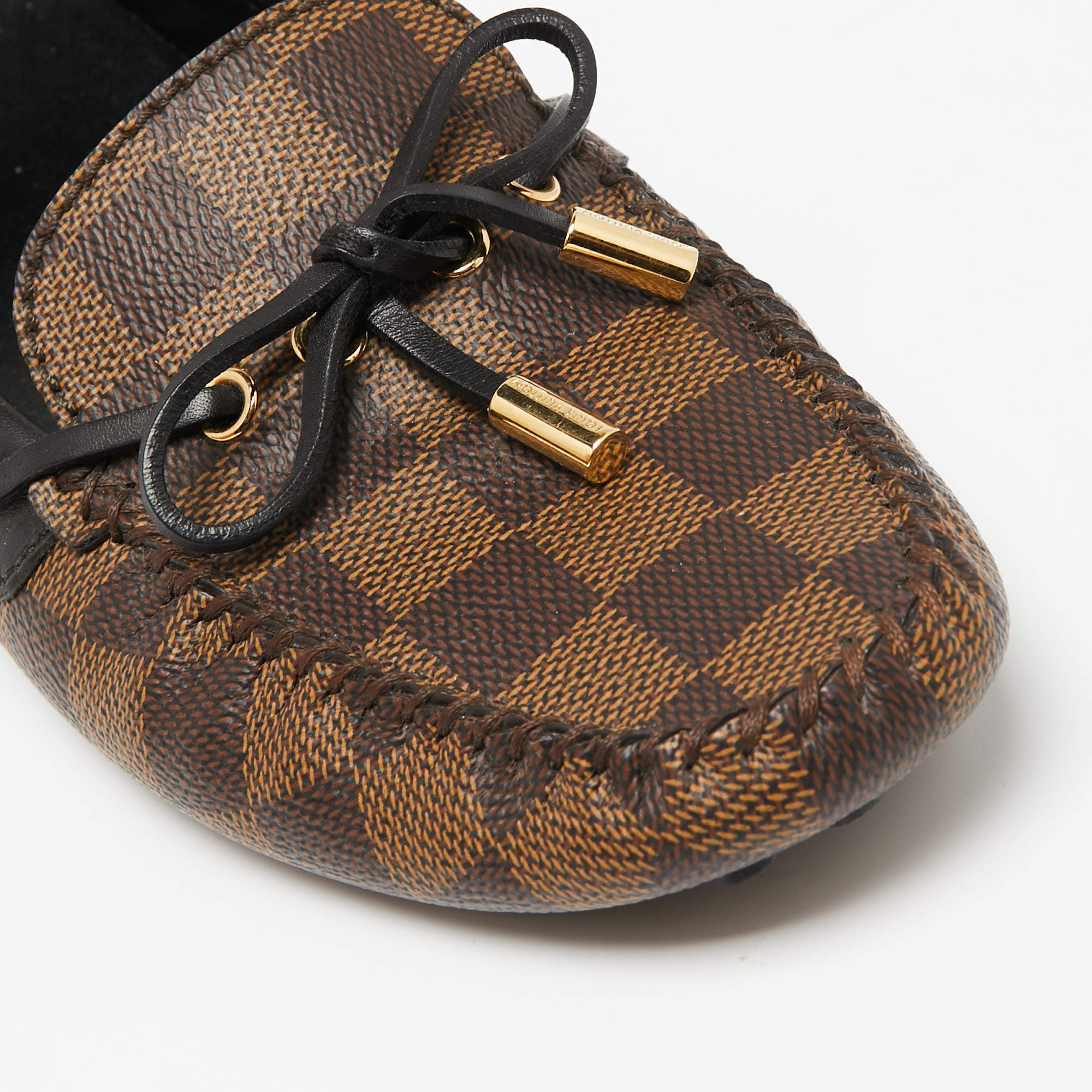 Louis Vuitton Brown Damier Ebene Canvas And Leather Gloria Loafers Size  36.5 Louis Vuitton