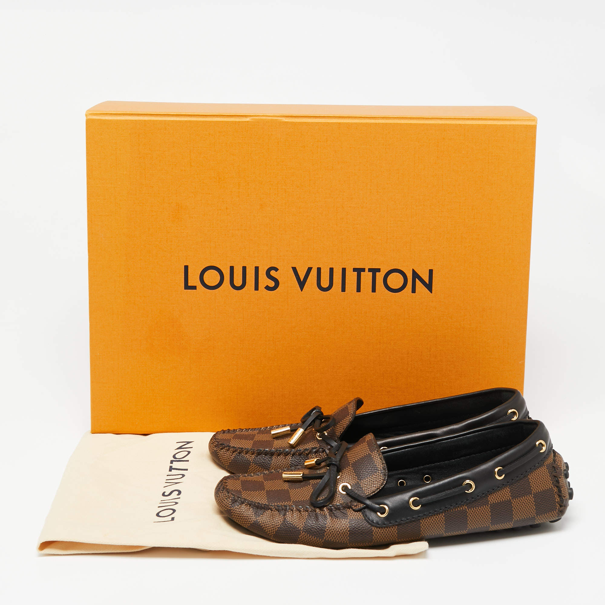 Louis Vuitton Brown Damier Ebene Canvas And Leather Gloria Loafers Size  36.5 Louis Vuitton