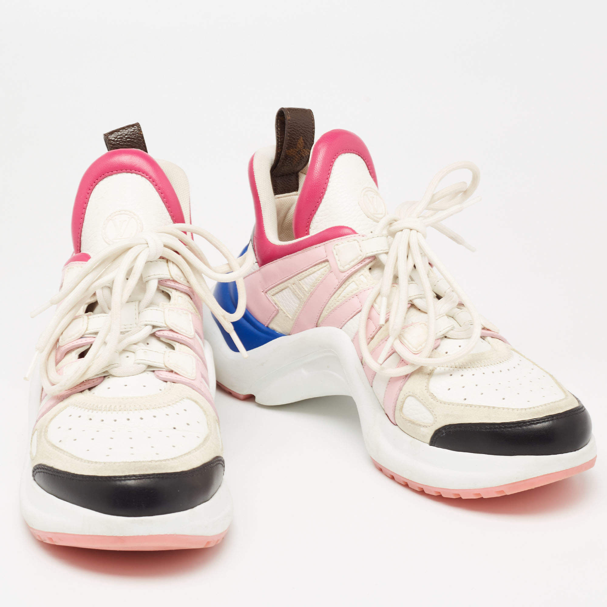 Louis Vuitton Multicolor Leather Canvas Archlight Lace Up Sneakers Size 38  at 1stDibs