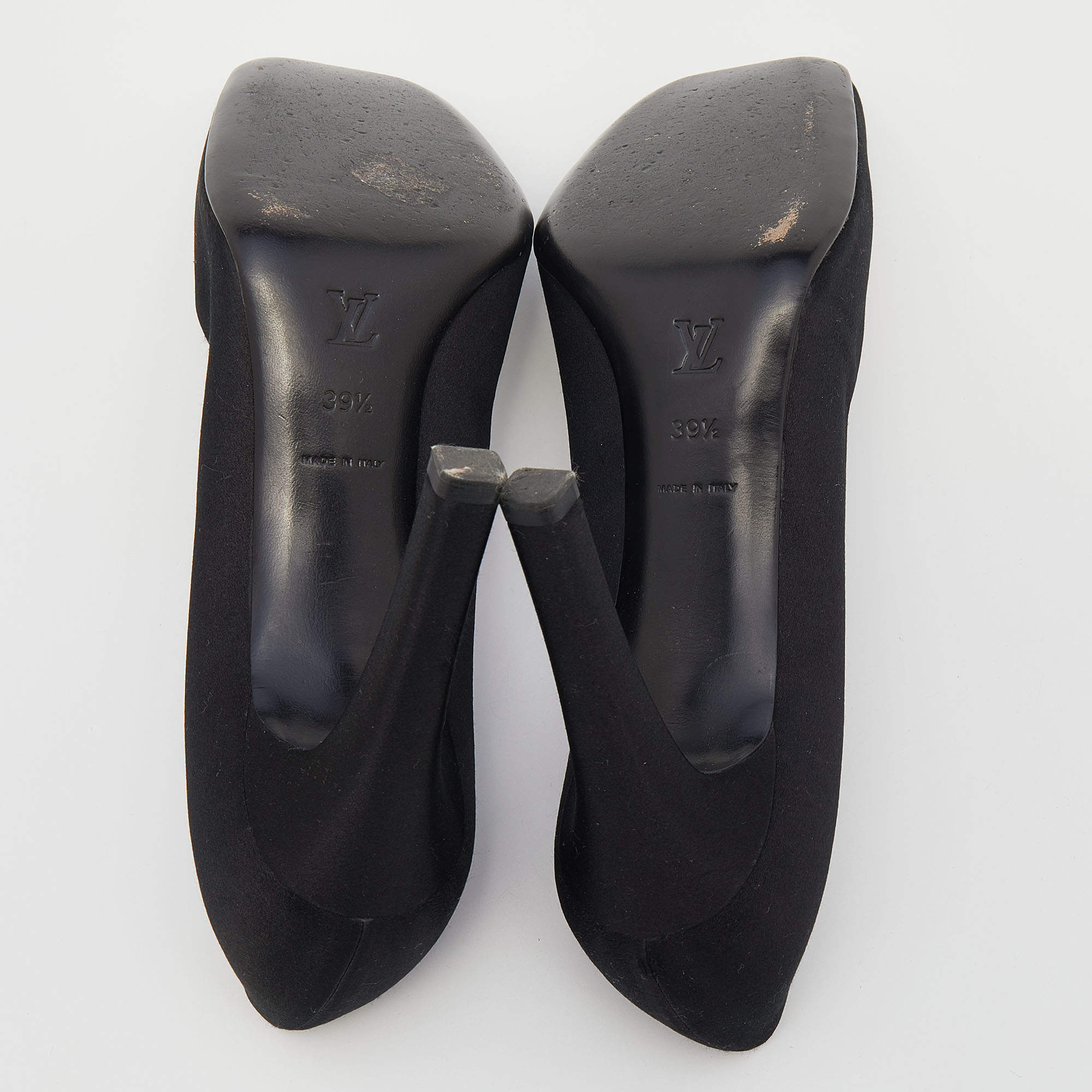 LOUIS VUITTON Satin Swarovski Crystal Heels 39.5 Black 19583