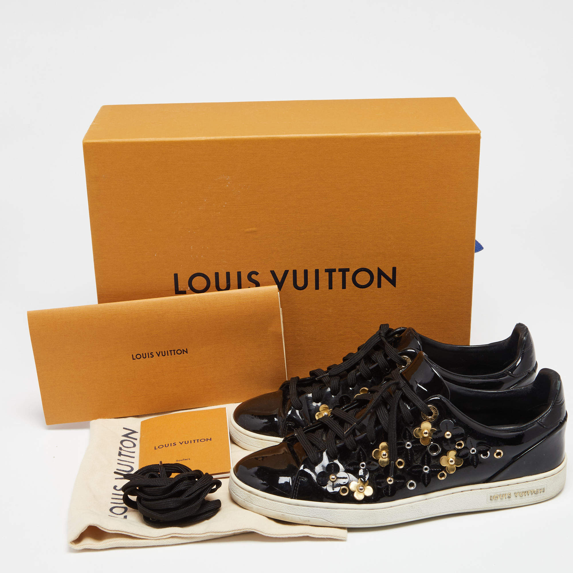 Louis Vuitton Black Patent Leather and Glitter Punchy Sneakers Size 9.5/40  - Yoogi's Closet