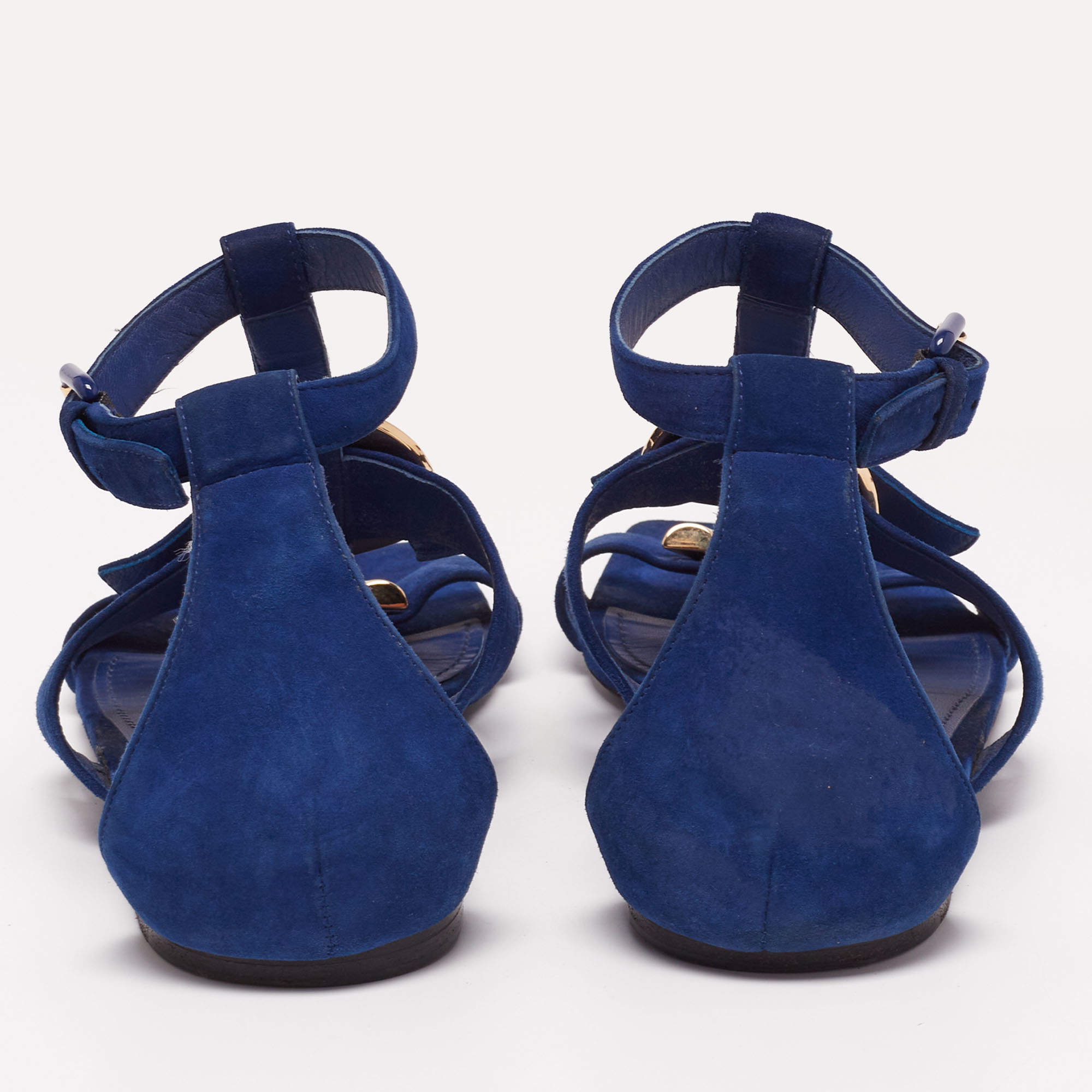 Louis Vuitton Blue Suede Flat Ankle-Strap Sandals Size 38 Louis Vuitton |  The Luxury Closet