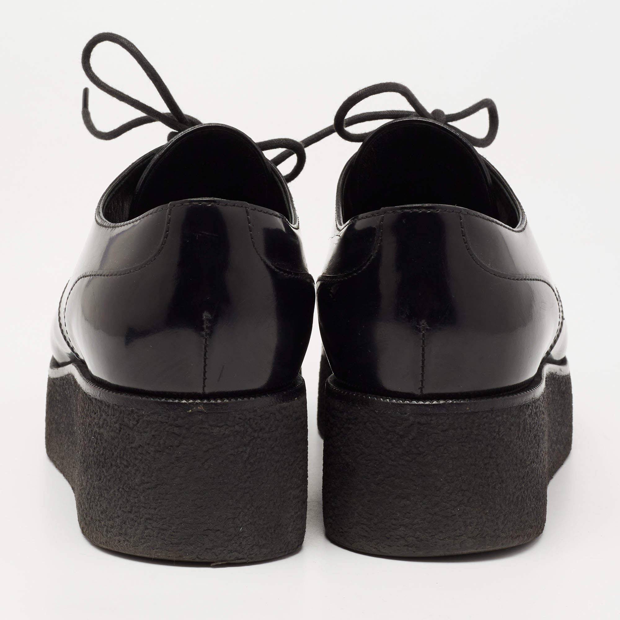 Louis Vuitton Black Leather Lace Up Platform Oxfords Size 37.5