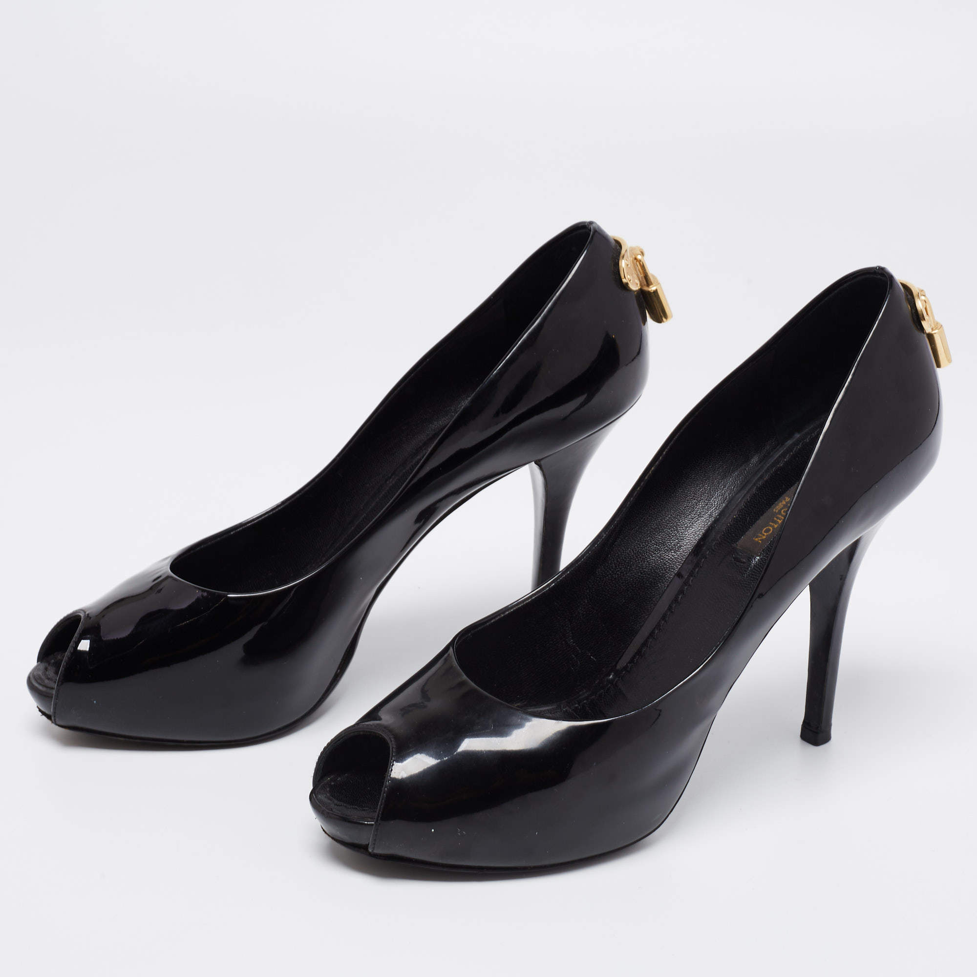 Louis Vuitton Dark Beige Patent Leather Oh Really! Peep Toe Platform Pumps  Size 37.5 Louis Vuitton | The Luxury Closet