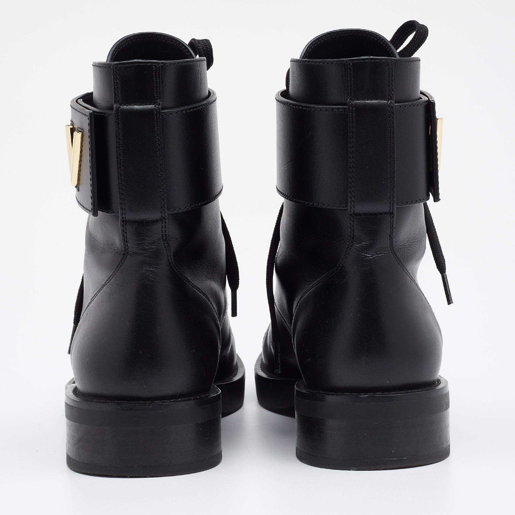Louis Vuitton Black Leather Ranger Ankle Length Boots Size 37
