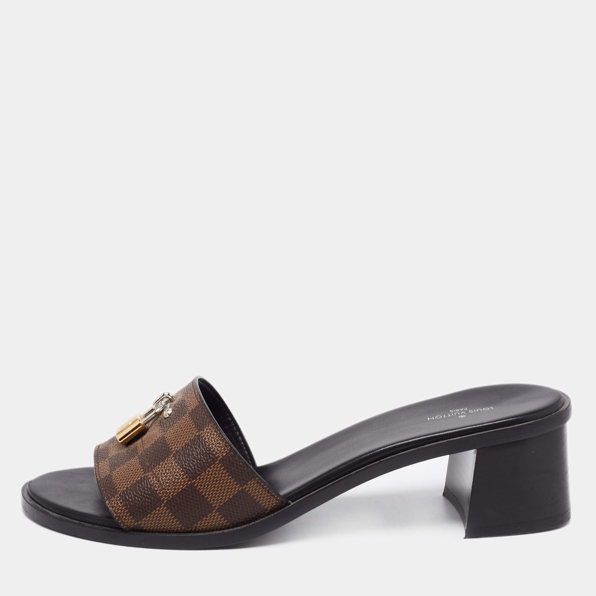 Louis Vuitton Damier Ebene Canvas Lock It Slide Sandals Size 42 Louis  Vuitton