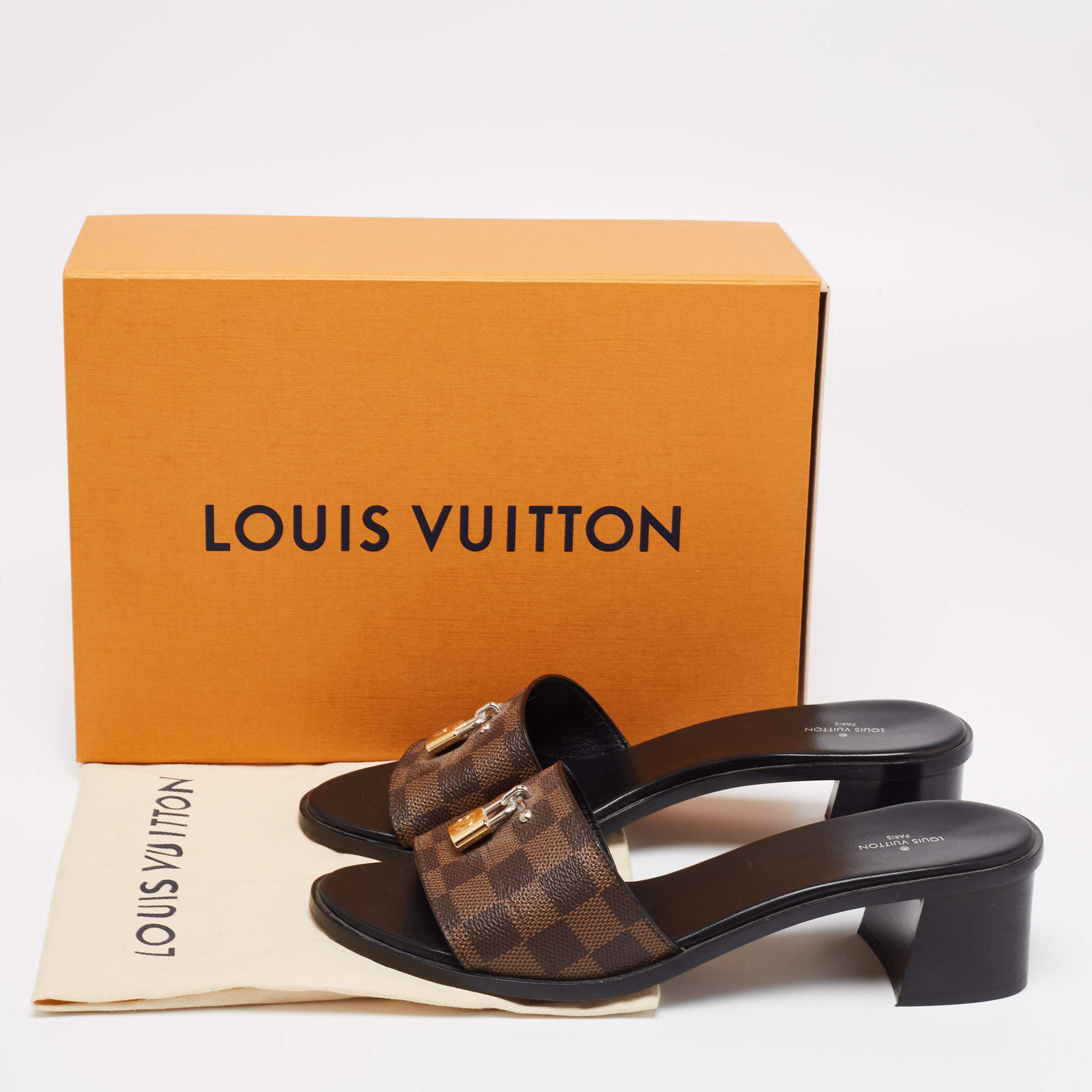 Louis Vuitton Damier Ebene Canvas Lock It Slide Sandals Size 42 Louis  Vuitton