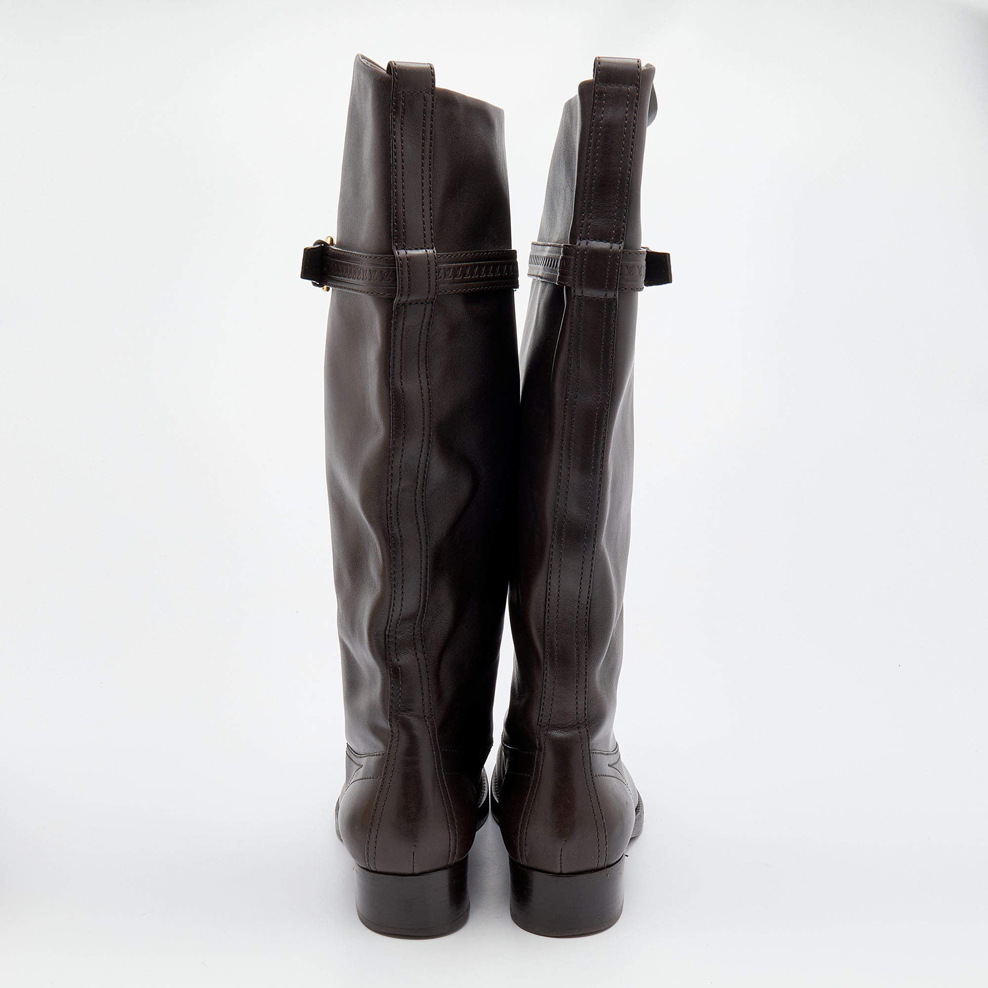 Louis Vuitton Brown Leather Knee High Riding Boots Size 39.5