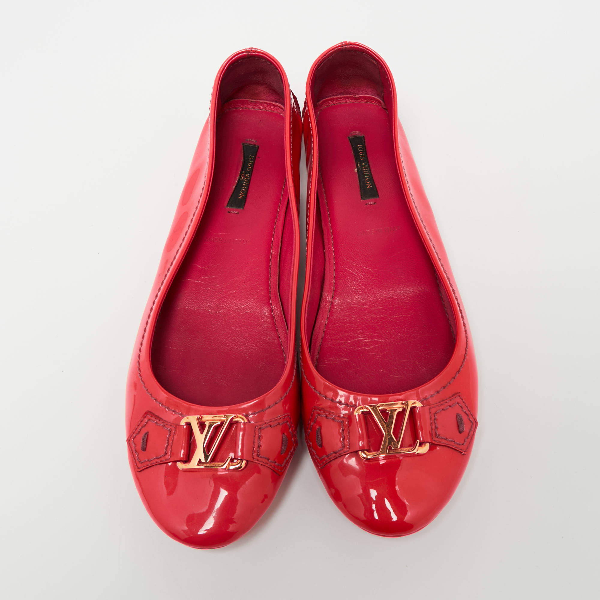 Louis Vuitton Neon Pink Patent Leather Oxford Ballet Flats Size 38 Louis  Vuitton