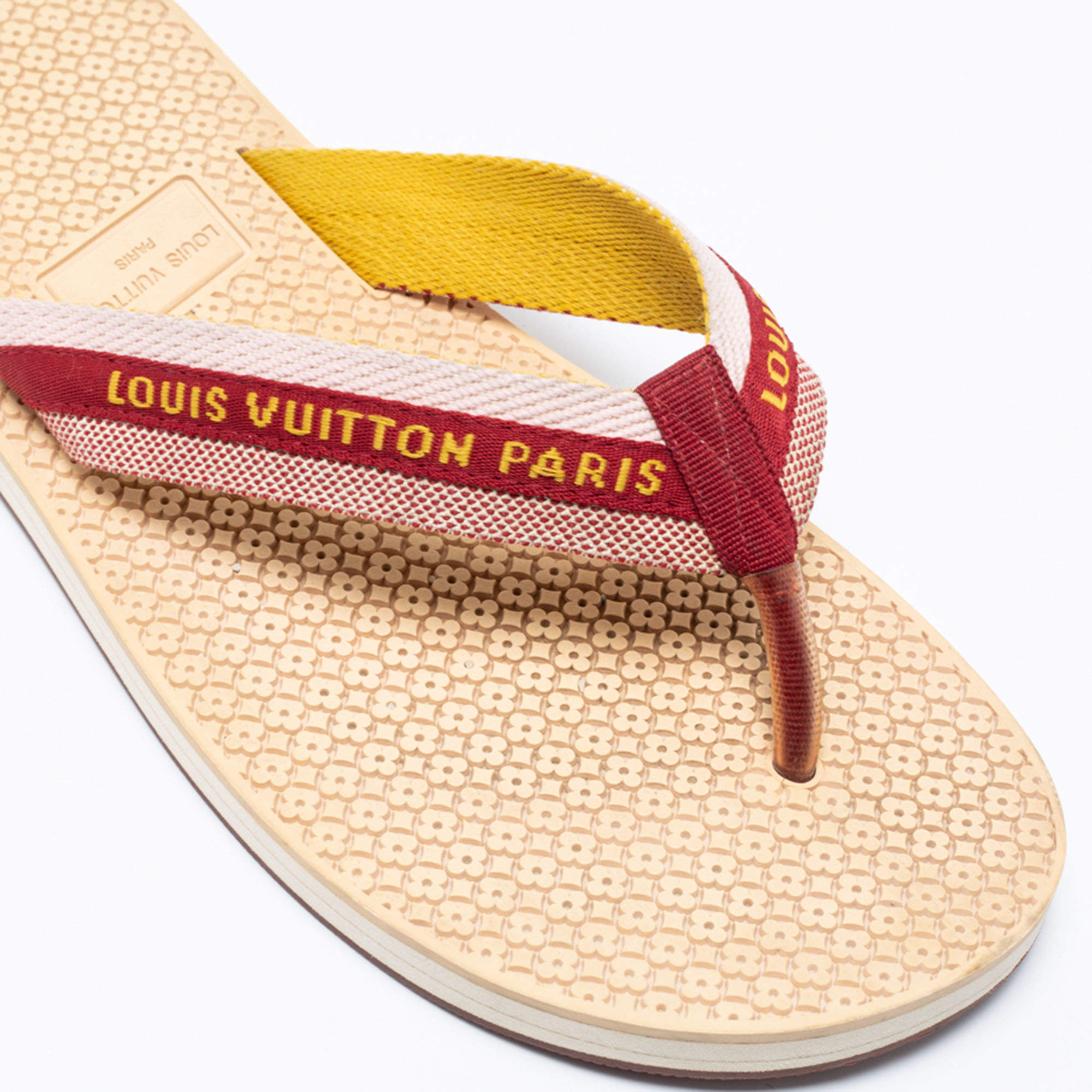 Louis Vuitton Dark Red/Pink Canvas Bahia Thong Flats Size 39 Louis