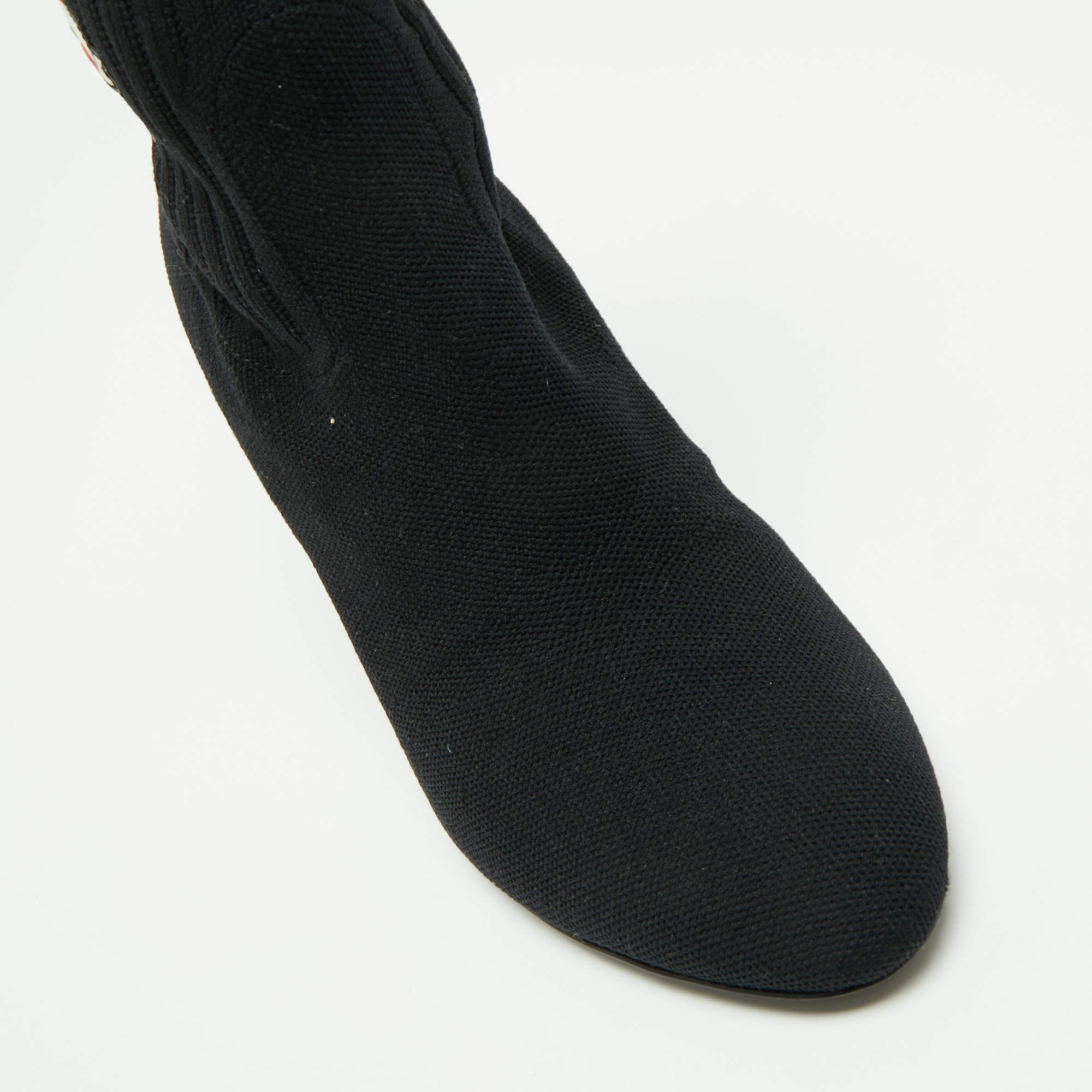 Louis Vuitton Black Knit Fabric LV Black Heart Sock Ankle Boots Size 38.5 Louis  Vuitton